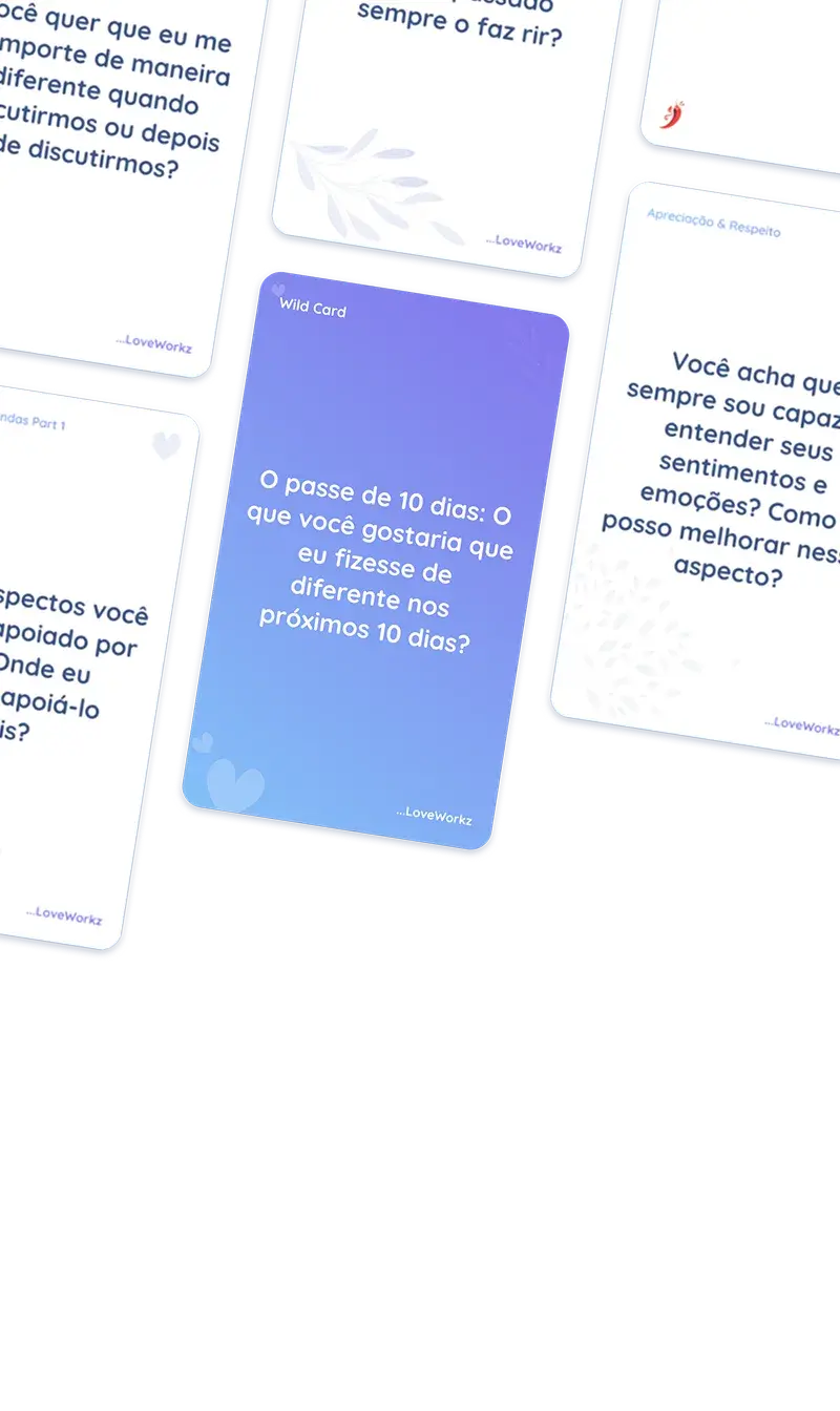 LoveWorkz couples app challenge and intimacy cards on mobile, relationship exercises preview